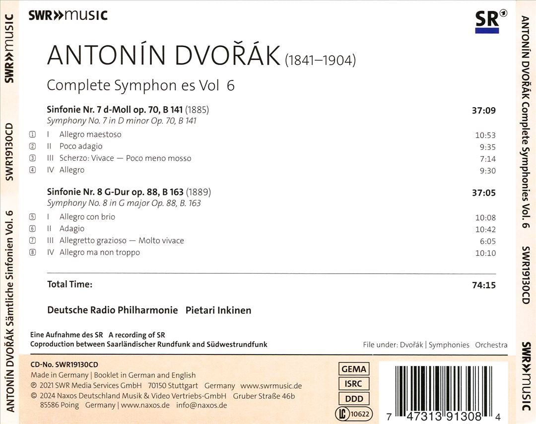 Antonín Dvorák: Symphonies Nos. 7 & 8 cover art