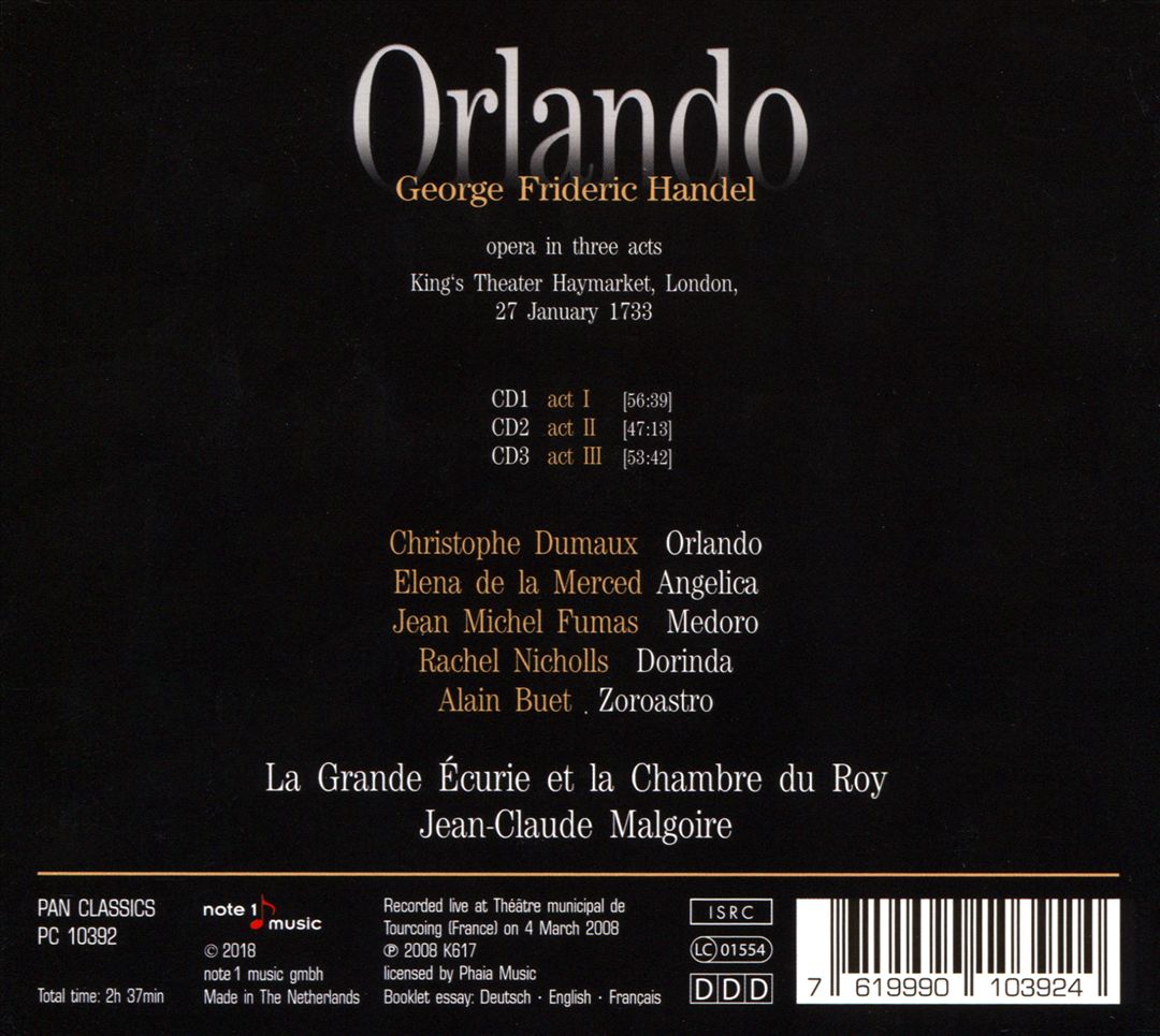 Handel: Orlando cover art