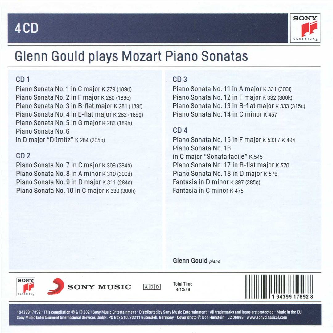 Glenn Gould plays Mozart Piano Sonatas: Complete Sonatas Nos. 1-18 & Fantasias cover art