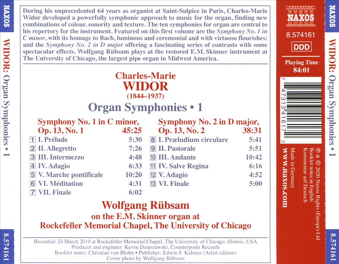Widor: Organ Symphonies, Vol. 1 cover art