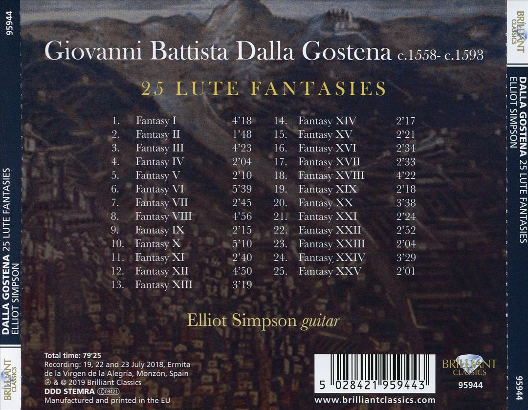 Dalla Gostena: 25 Lute Fantasies cover art