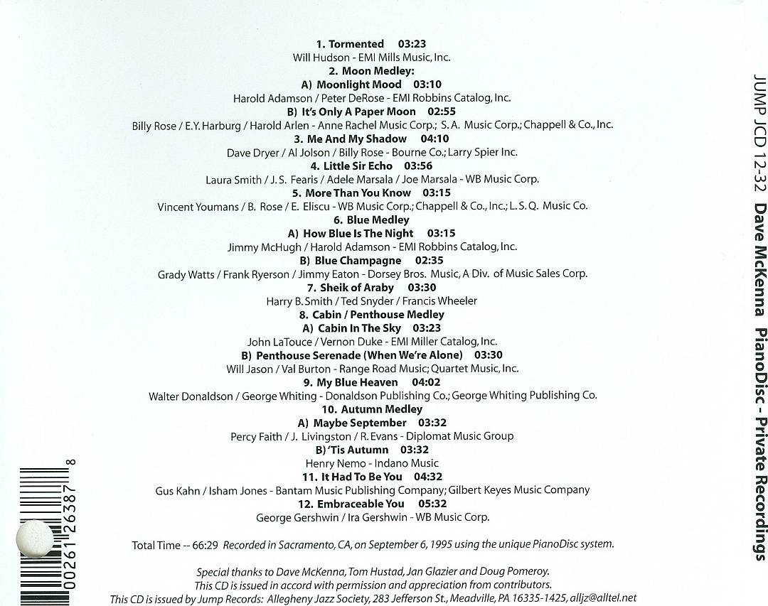 Pianodisc Private Recordings cover art
