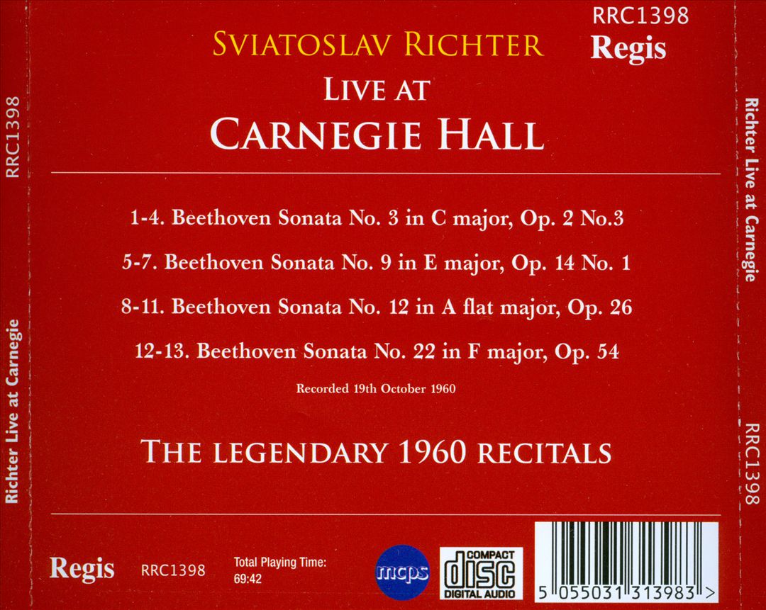 Live at Carnegie Hall: Beethoven Piano Sonatas Nos. 3, 9, 12 & 22 cover art