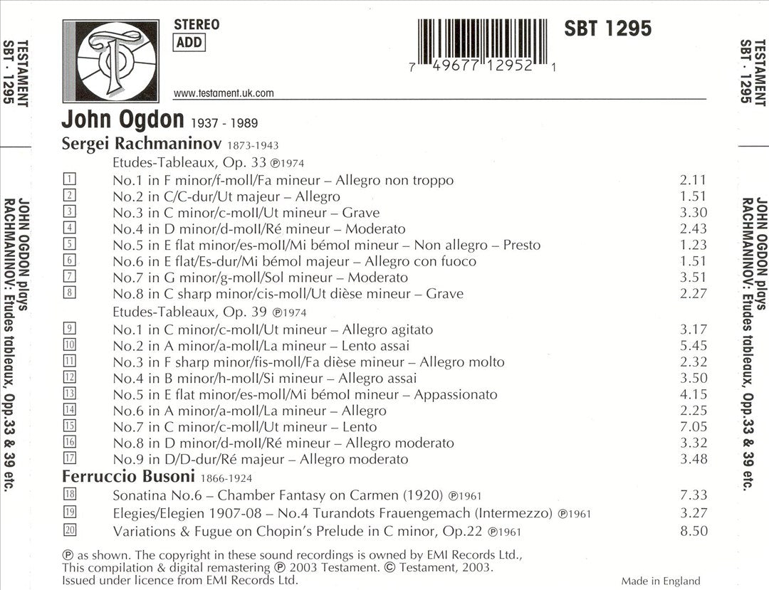 John Ogdon Plays Rachmaninov cover art