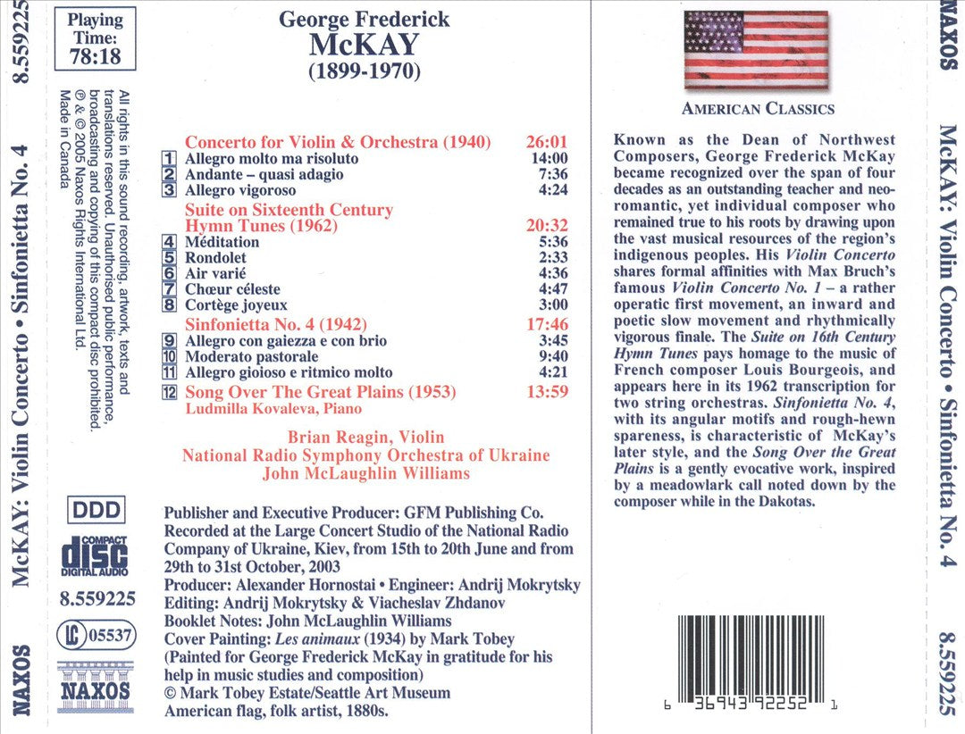 George Frederick McKay: Violin Concerto; Sinfonietta No. 4 cover art