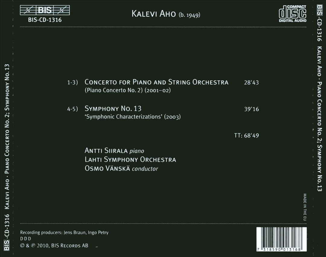 Kalevi Aho: Piano Concerto No. 2; Symphony No. 13 cover art