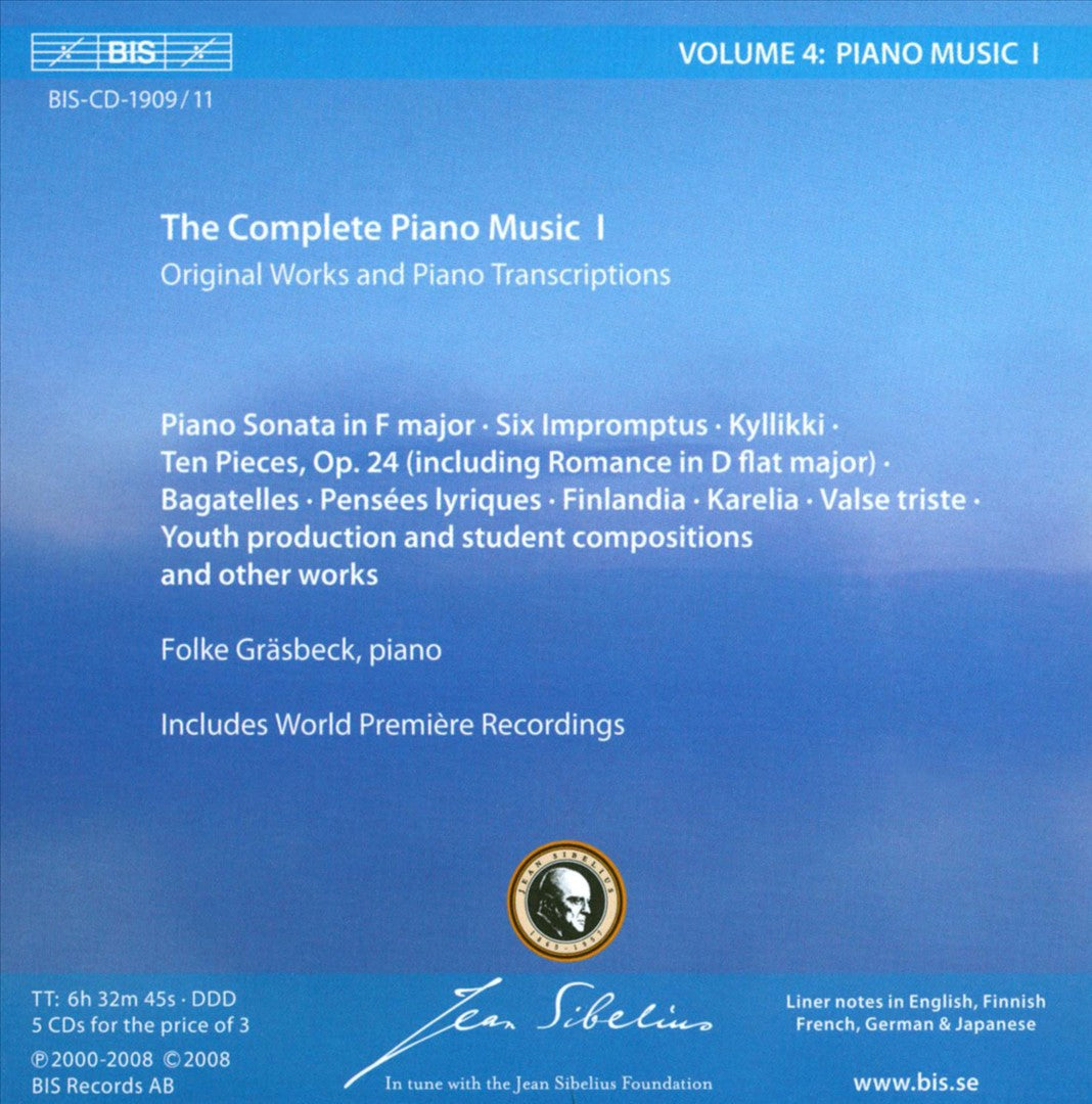 Sibelius Edition, Vol. 4: Piano Music 1 cover art