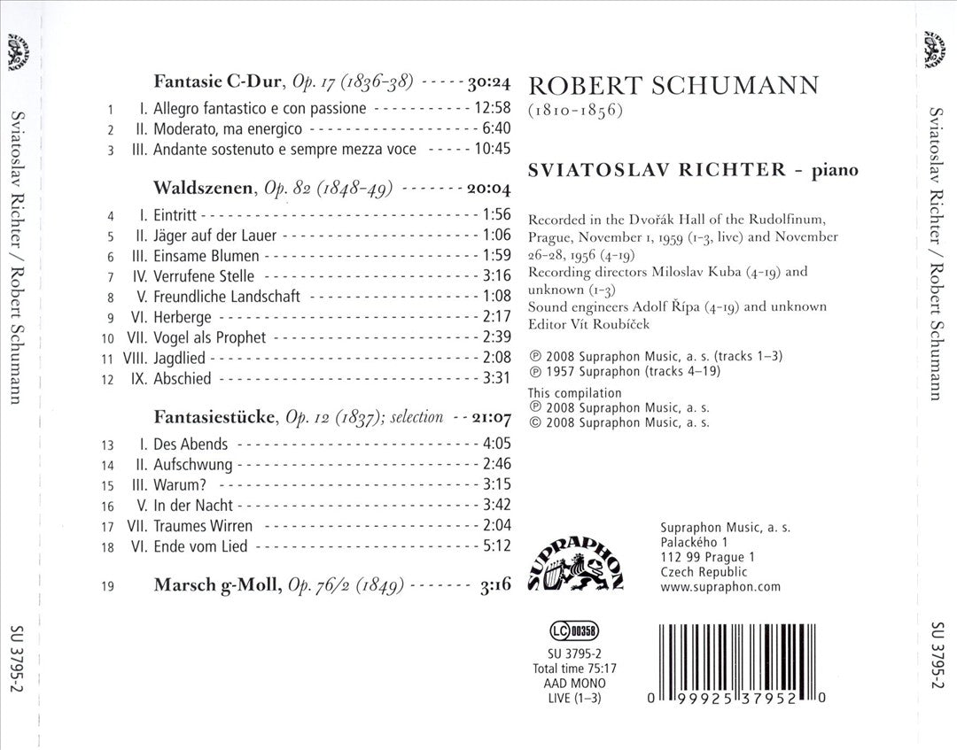 Schumann: Fantasie; Waldszenen; Fantasiestücke; Marsch No. 2 cover art