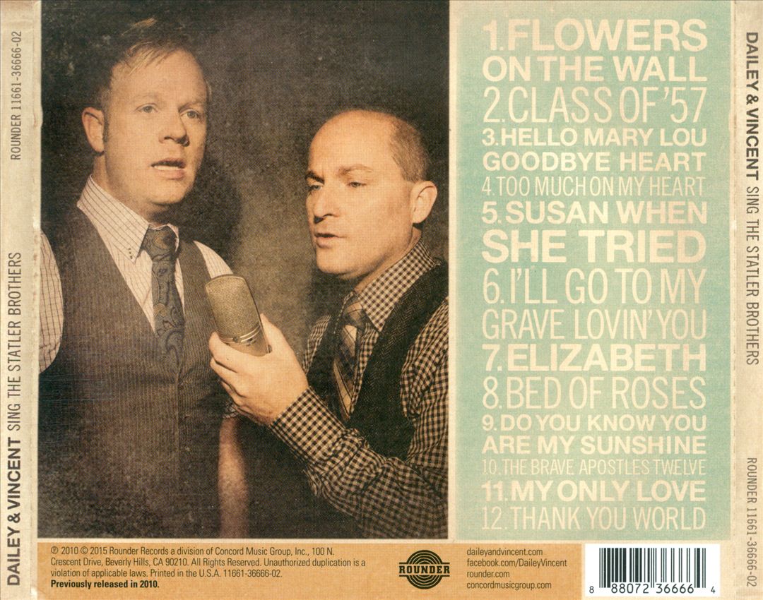 Dailey & Vincent Sing the Statler Brothers cover art