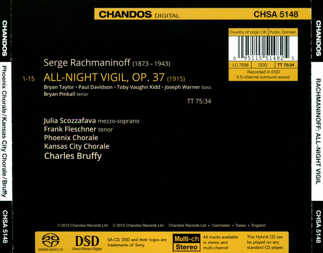 Rachmaninoff: All-Night Vigil cover art