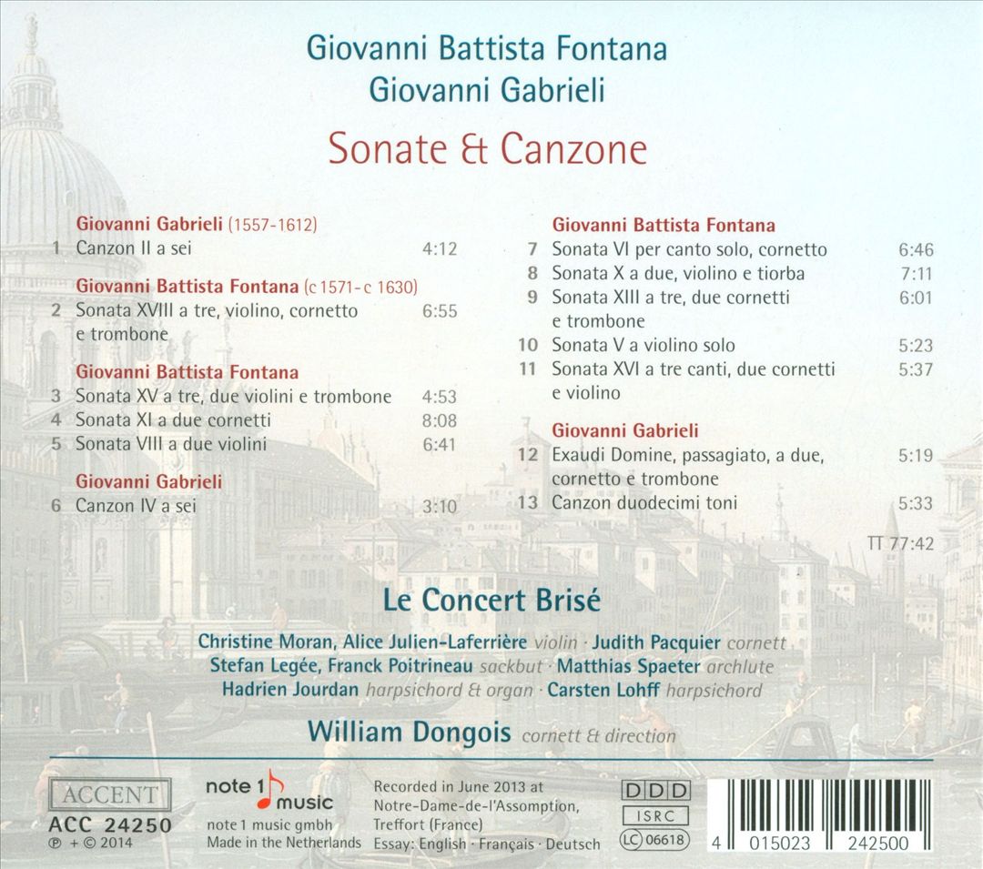 Giovanni Battista Fontana, Giovanni Gabrieli: Sonate et Canzone cover art