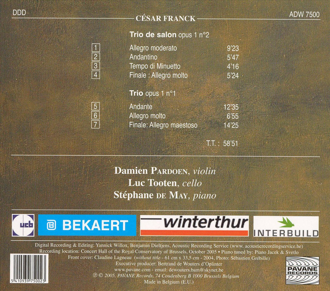 Franck: Trios Op. 1 cover art