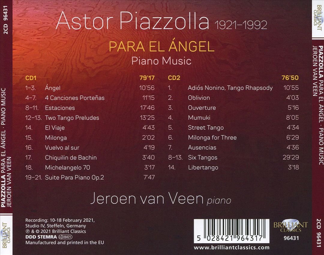 Piazzolla: Para el Ángel - Piano Music cover art
