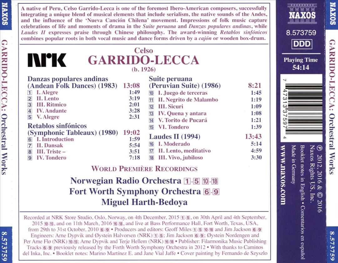 Celso Garrido-Lecca: Peruvian Suite cover art