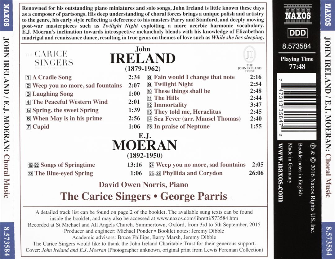 John Ireland, E.J. Moeran: Choral Music cover art