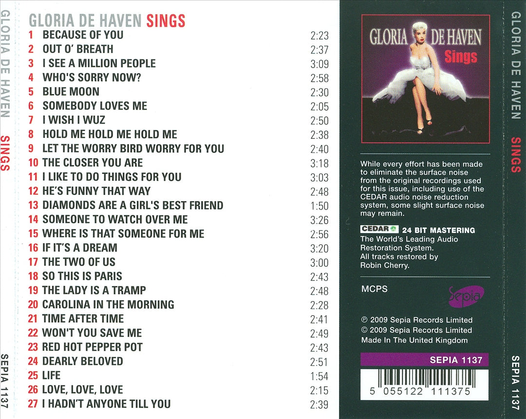 Gloria de Haven Sings cover art