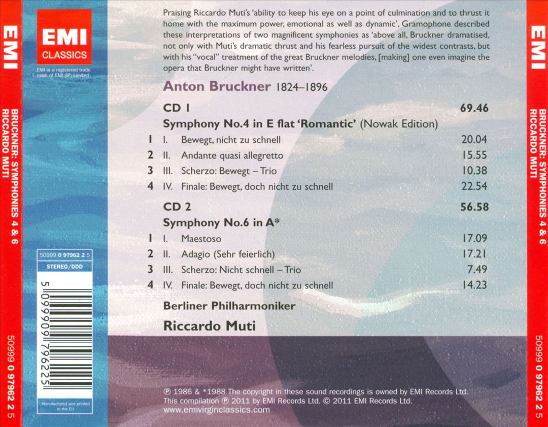 Bruckner: Symphonies Nos. 4 & 6 cover art
