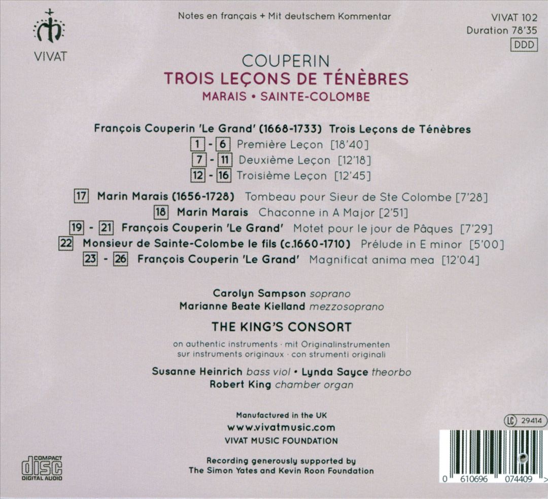 Couperin: Trois Leçons de Ténèbres cover art