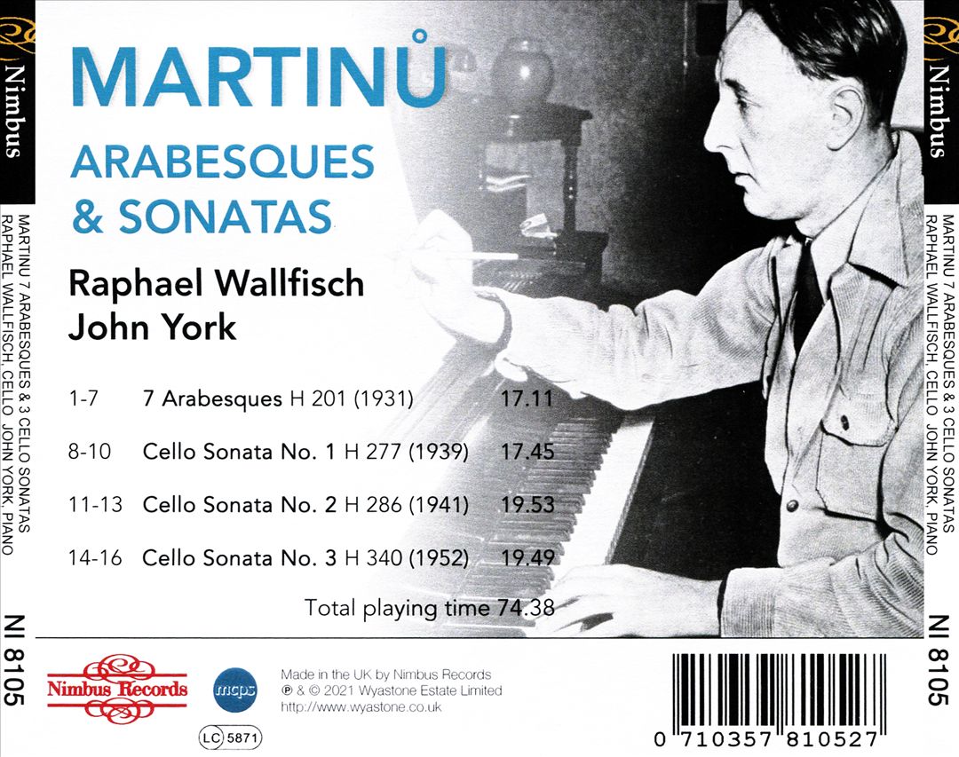 Martinu: 3 Cello Sonatas; 7 Arabesques cover art