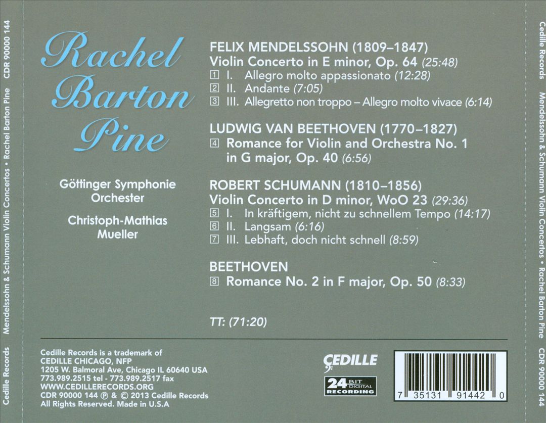 Mendelssohn & Schumann: Violin Concertos; Beethoven: Romances cover art
