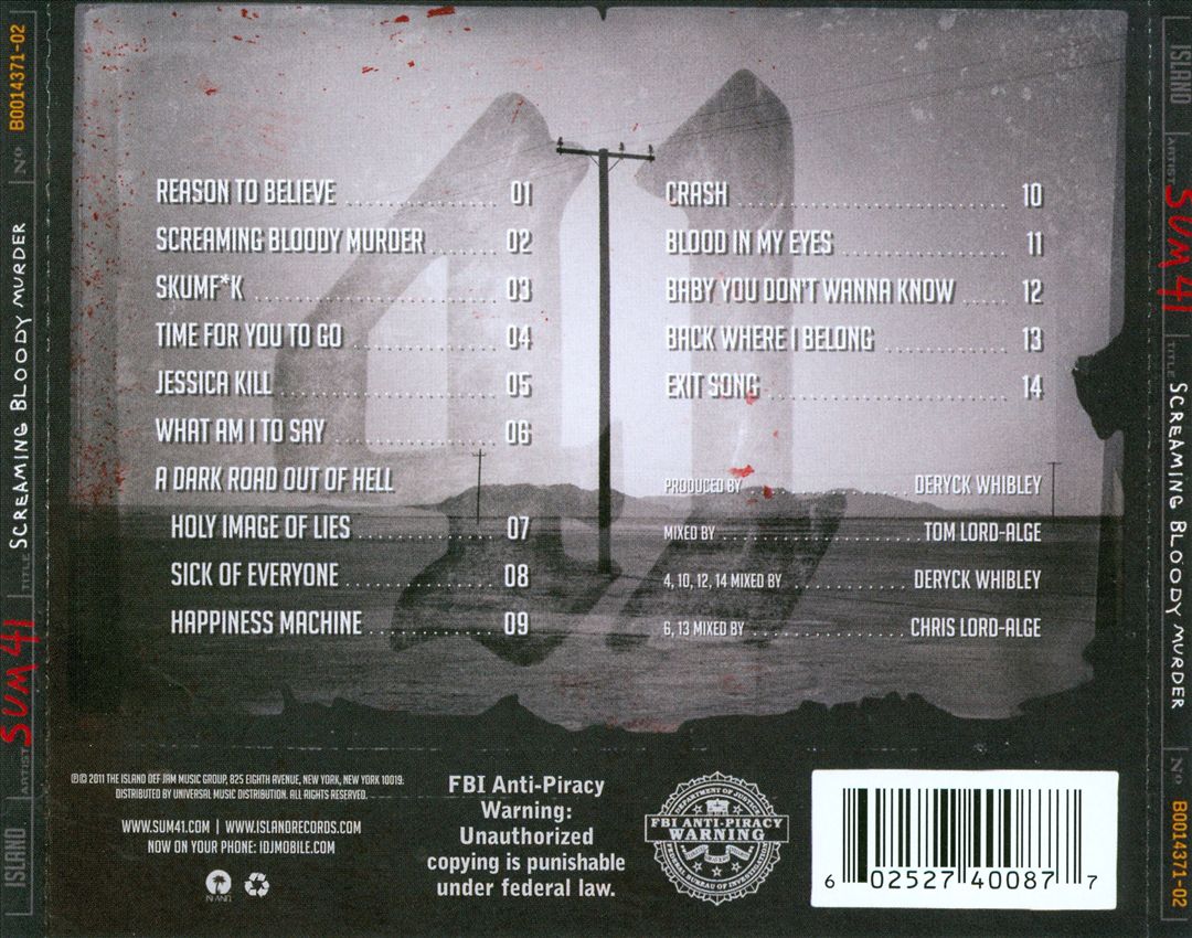 Screaming Bloody Murder cover art