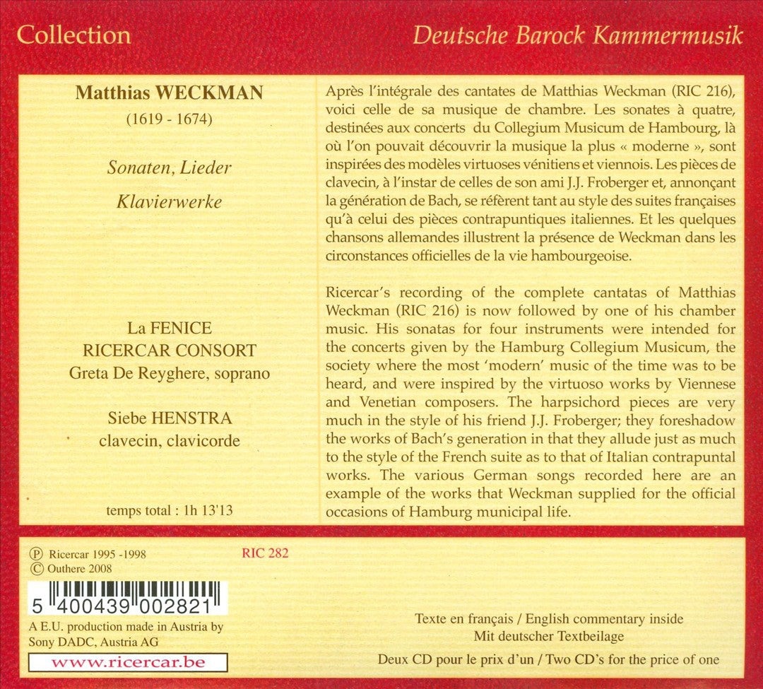 Matthias Weckman: Kammermusik; Klaviermusik cover art