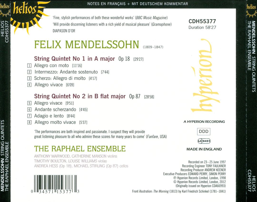 Mendelssohn: String Quintets cover art