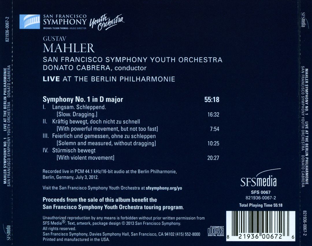 Mahler: Symphony No. 1 ' Live at the Berlin Philharmonie' cover art