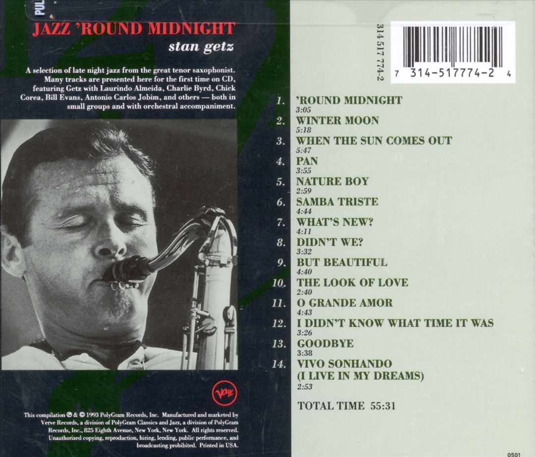 Jazz 'Round Midnight: Stan Getz cover art