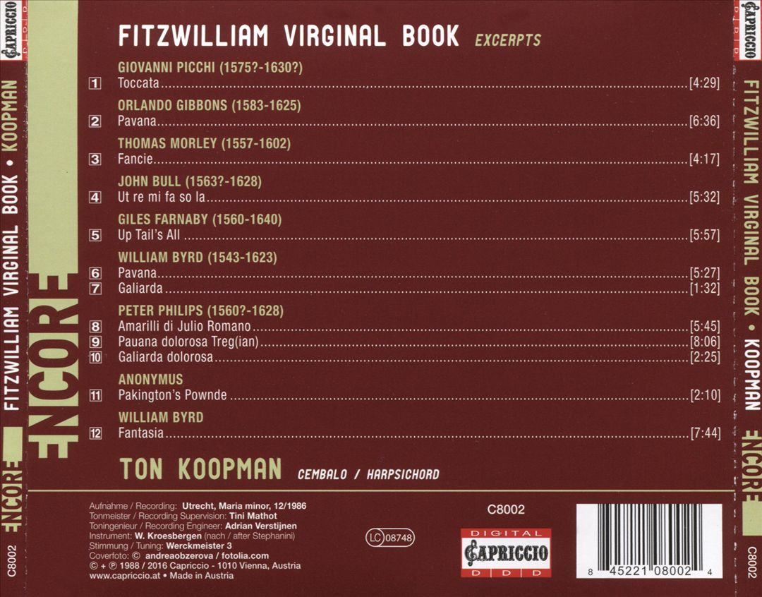 Fitzwilliam Virginal Book cover art