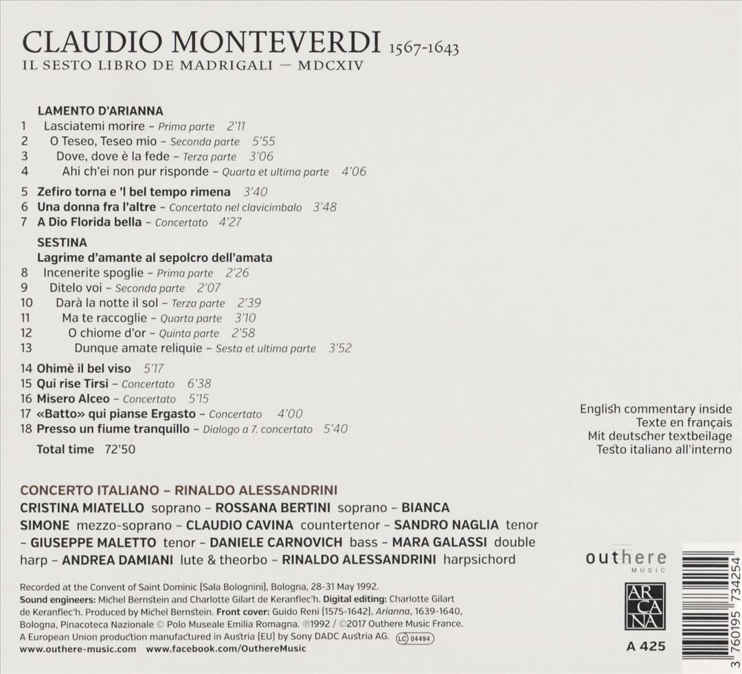 Monteverdi: Il Sesto Libro de Madrigali MDCXIV cover art
