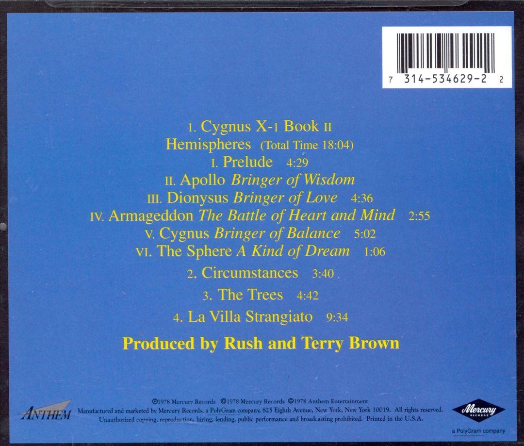 Hemispheres cover art