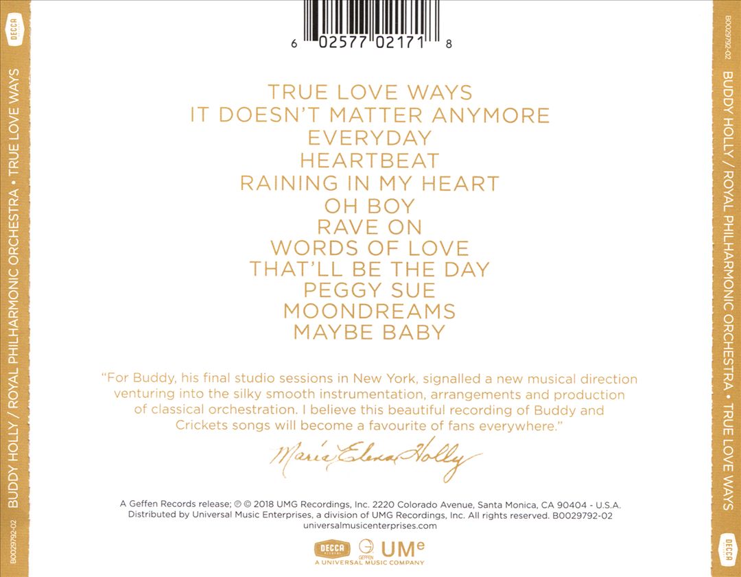 True Love Ways cover art