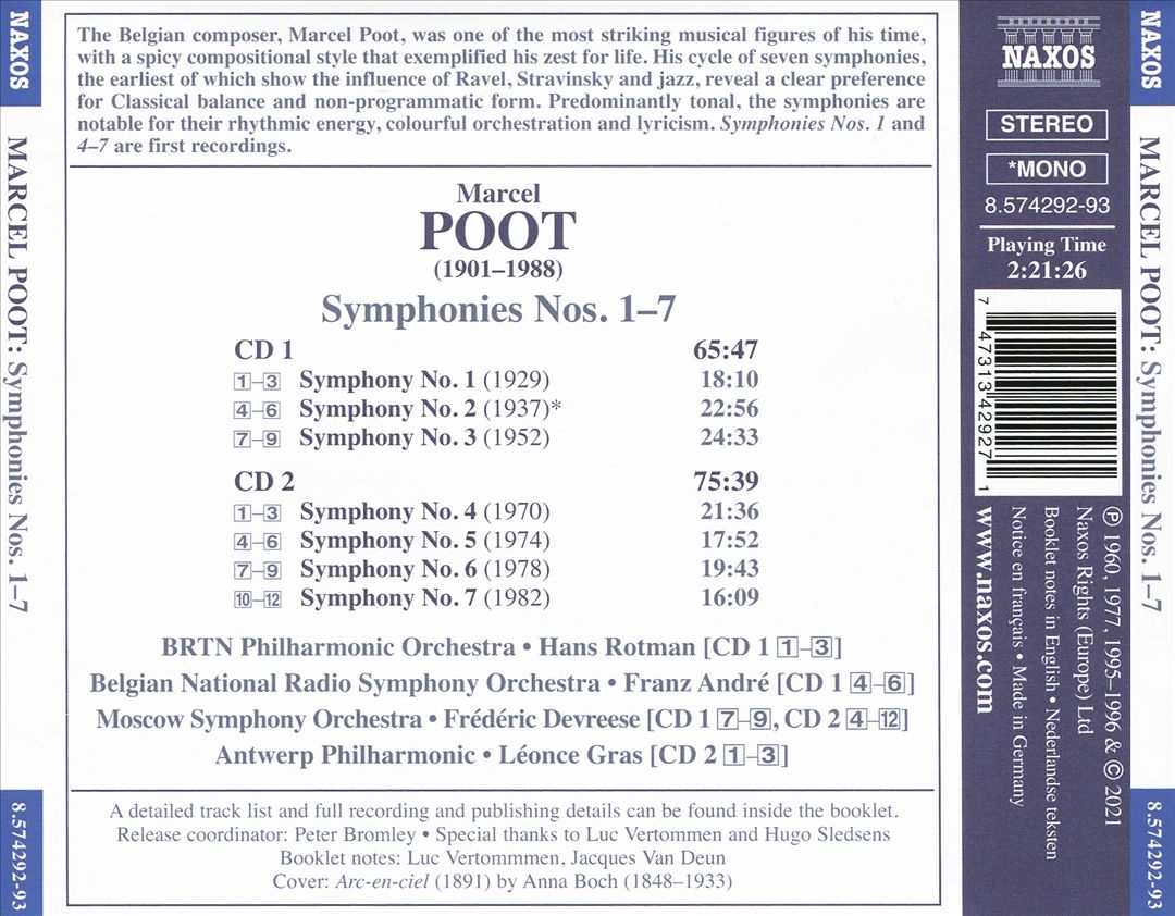Marcel Poot: Symphonies Nos. 1-7 cover art