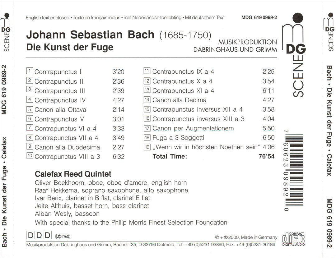 Bach: Die Kunst der Fuge cover art