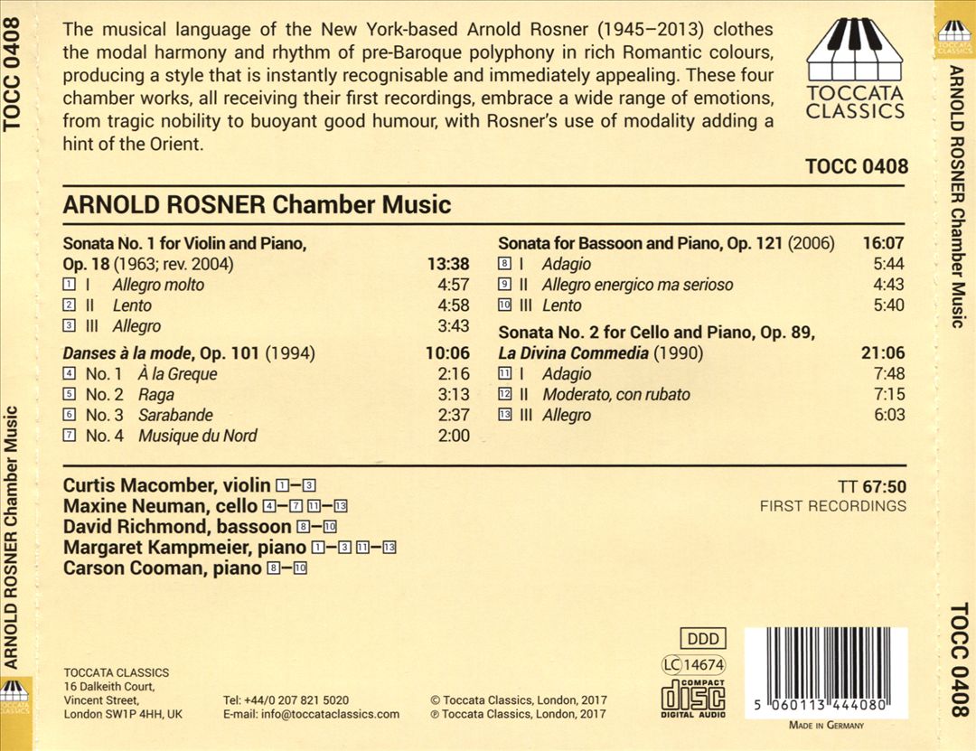 Arnold Rosner: Chamber Music cover art