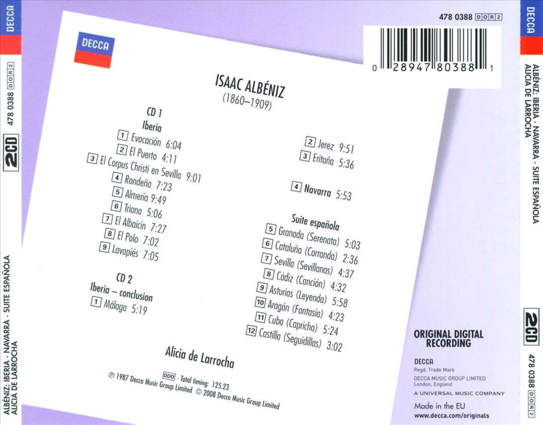 Albéniz: Iberia; Navarra; Suite Española cover art