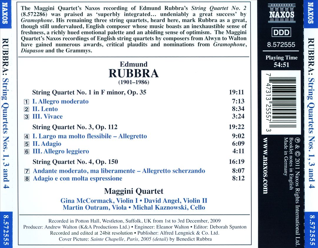 Edmund Rubbra: String Quartets Nos. 1, 3 & 4 cover art