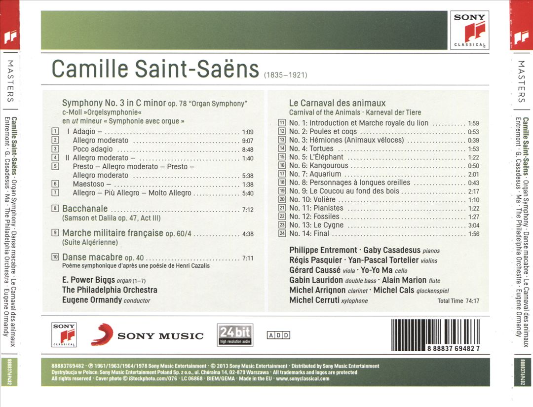 Camille Saint-Saëns: Organ Symphony; Danse Macabre; Le Carnaval des Animaux cover art