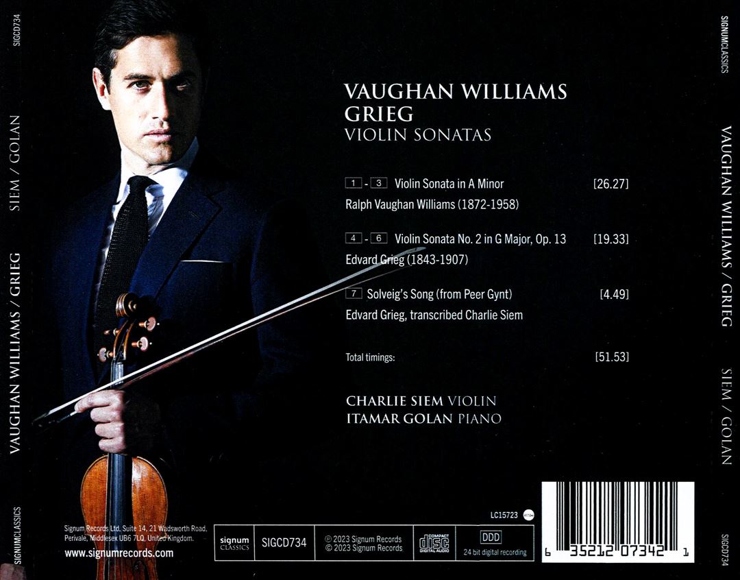Vaughan Williams, Grieg: Violin Sonatas cover art