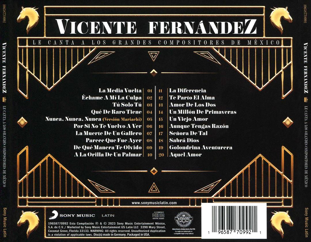 Vicente Fernández Le Canta a los Grandes Compositores de México cover art