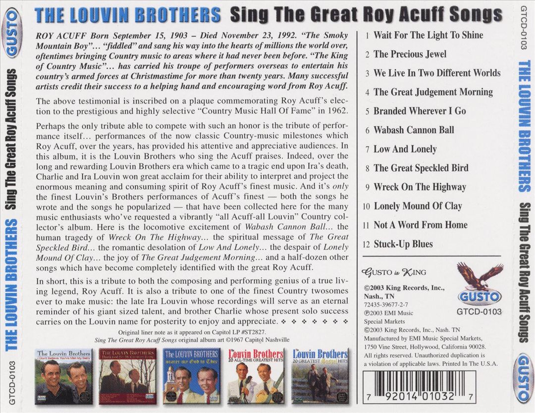 Sing the Great Roy Acuff Songs cover art