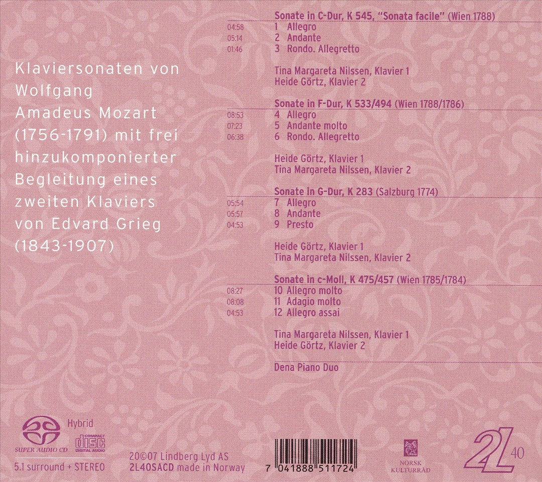 Mozart, Grieg: Klaviersonaten cover art