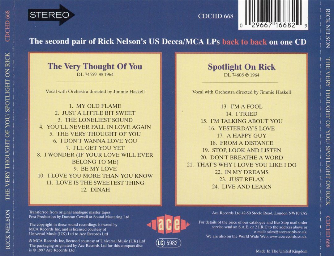 Very Thought of You/Spotlight on Rick cover art