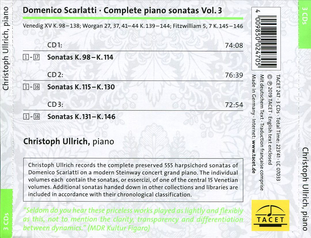 Domenico Scarlatti: Complete Piano Sonatas Vol. 3, K. 98 - K. 146 cover art