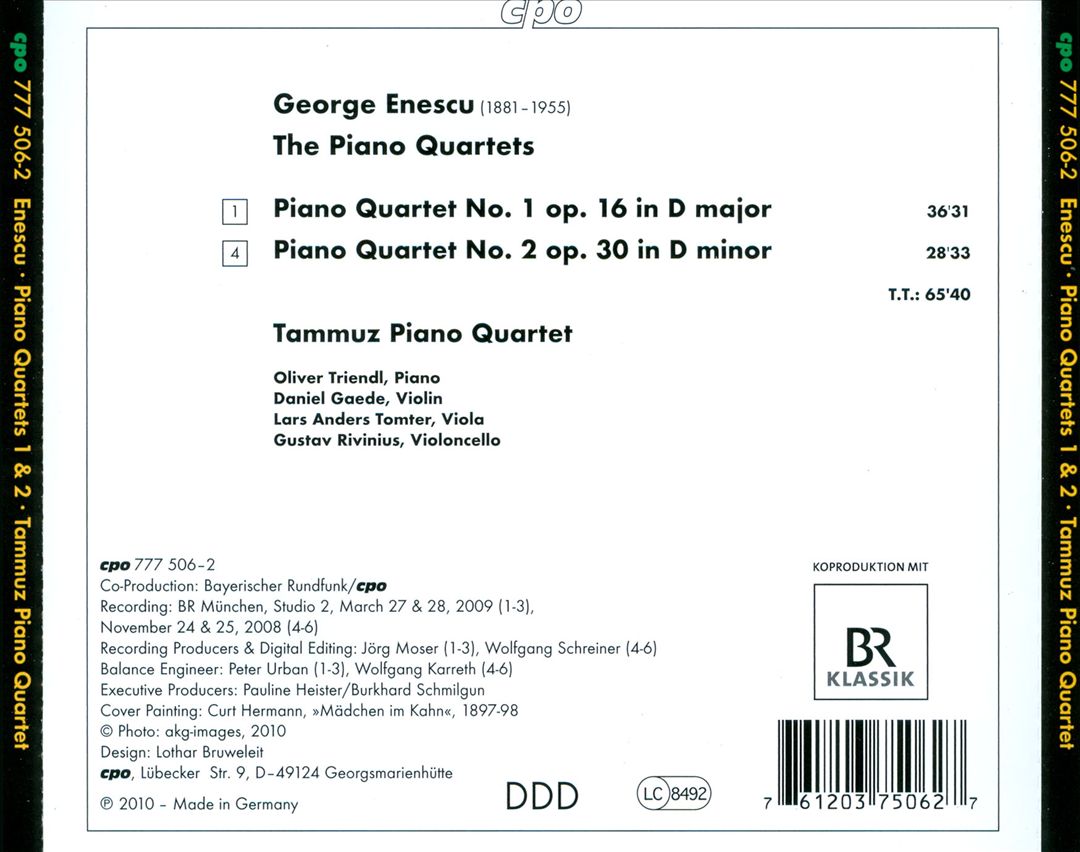 George Enescu: Piano Quartets Nos. 1 & 2 cover art