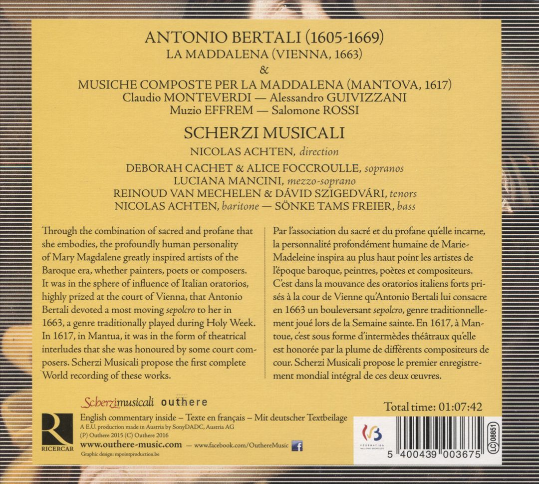 Antonio Bertali: La Maddalena cover art