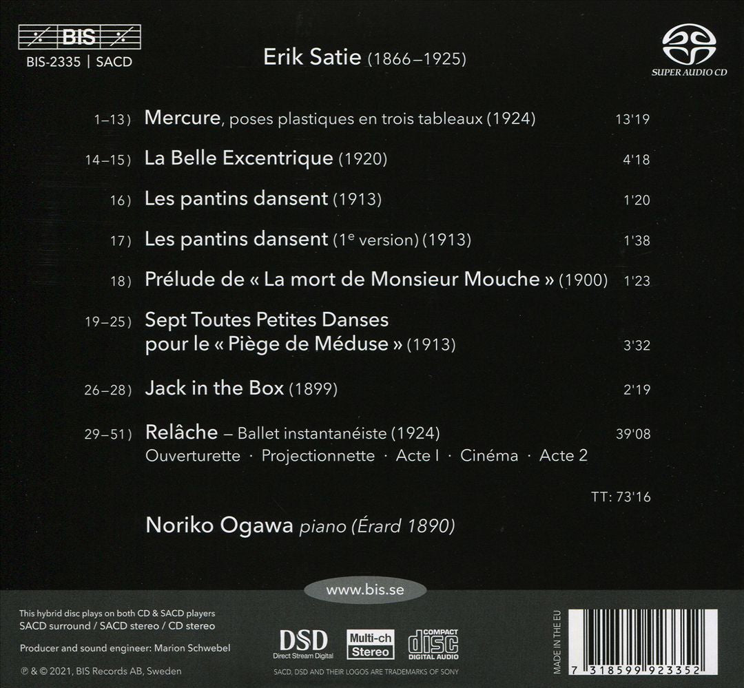 Relâche-Cinéma: Noriko Ogawa plays erik Satie on an 1890 Erard piano, Vol. 4 cover art