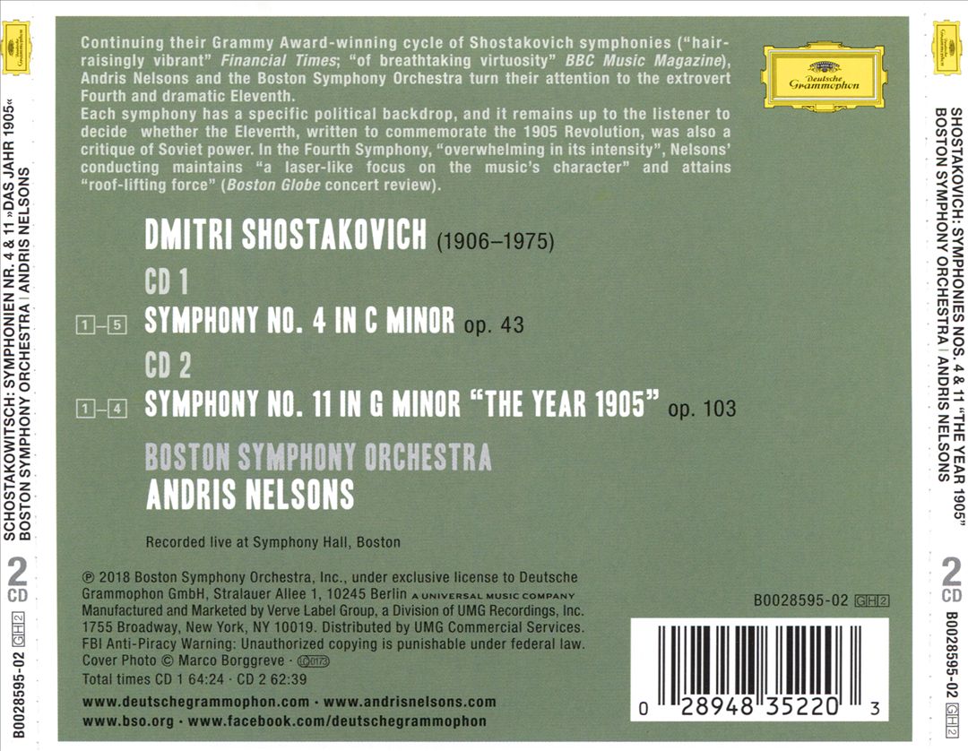 Dmitri Shostakovich: Symphonies Nos. 4 & 11 "The Year 1905" cover art