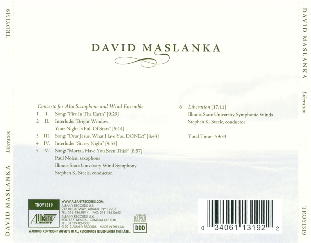 David Maslanka: Liberation cover art